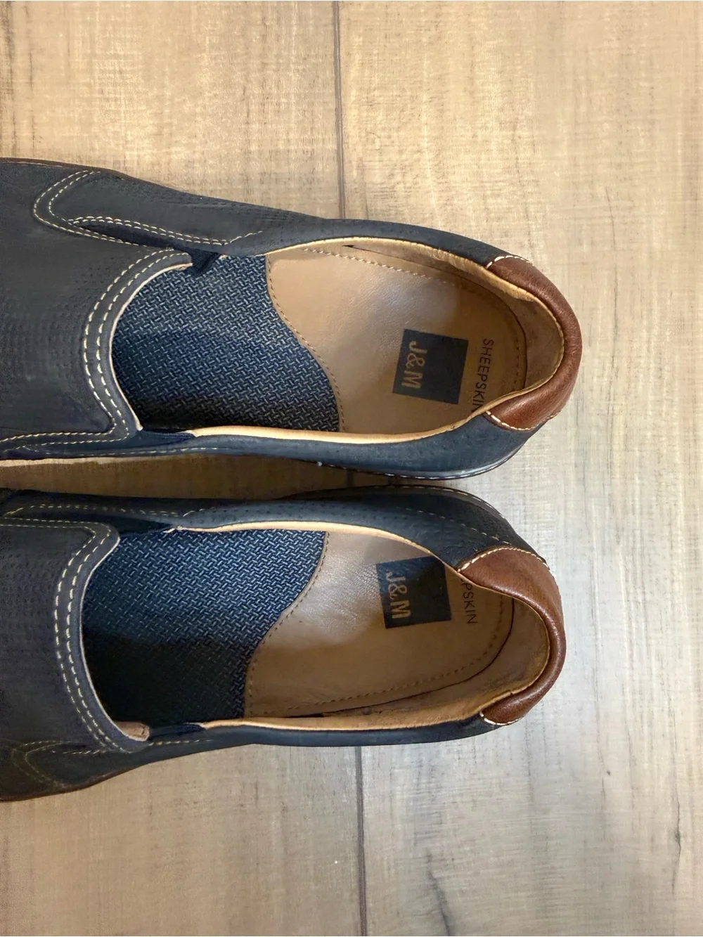 Johnston & Murphy Perforated Navy Slip-On Loafers